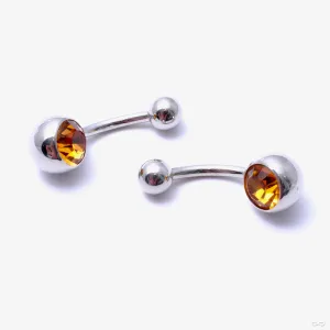 Ball-set Gem Threaded Navel Curve in Stainless Steel from Industrial Strength